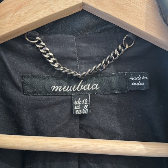 Muubaa leather motorcycle jacket in black size 8 - Picture 3 of 7